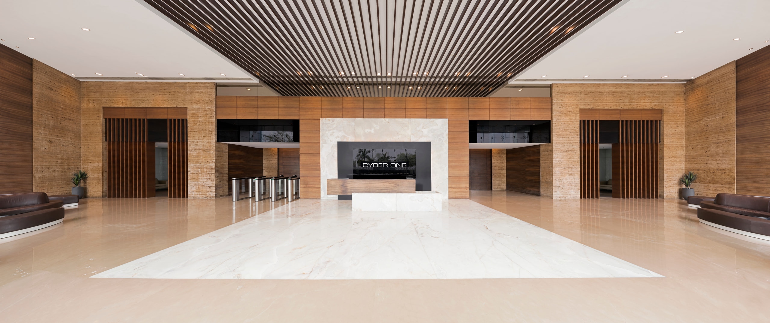 Beautifully appointed lobby that creates sense of arrival at Cyber One