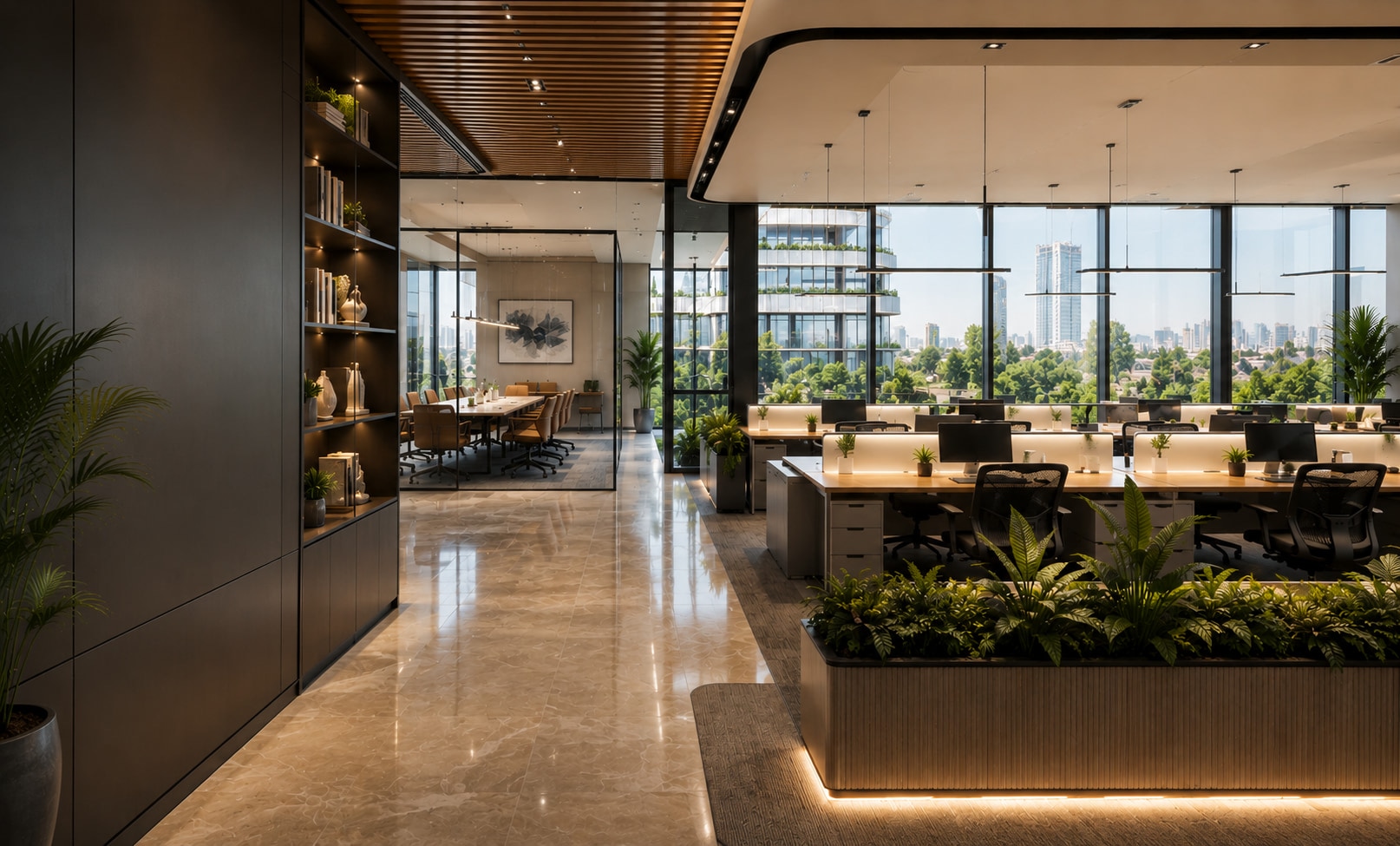High-end corporate office interior at Cyber Square